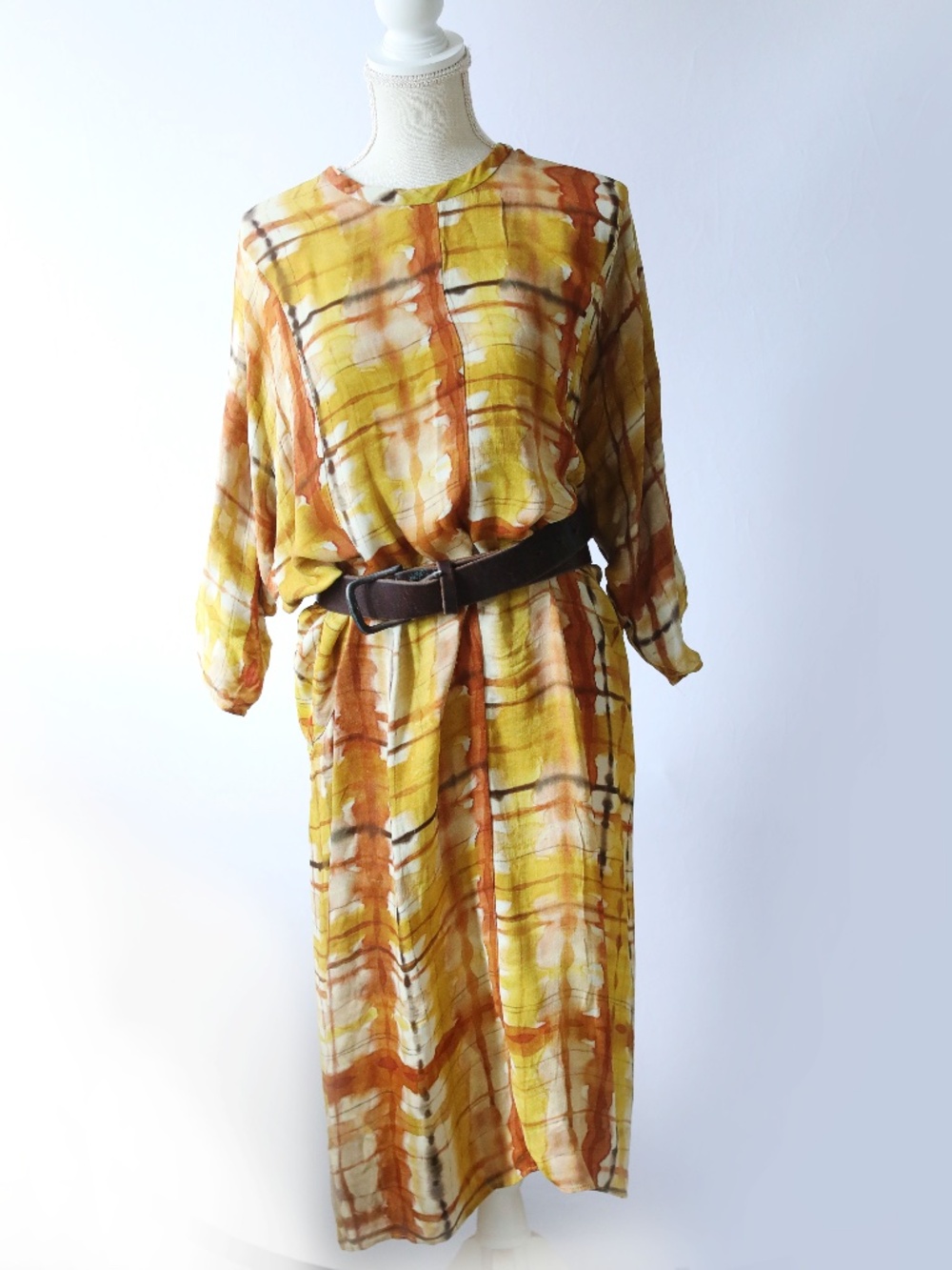 Zara Brown and Gold Midi Dress (Belt Not Included)